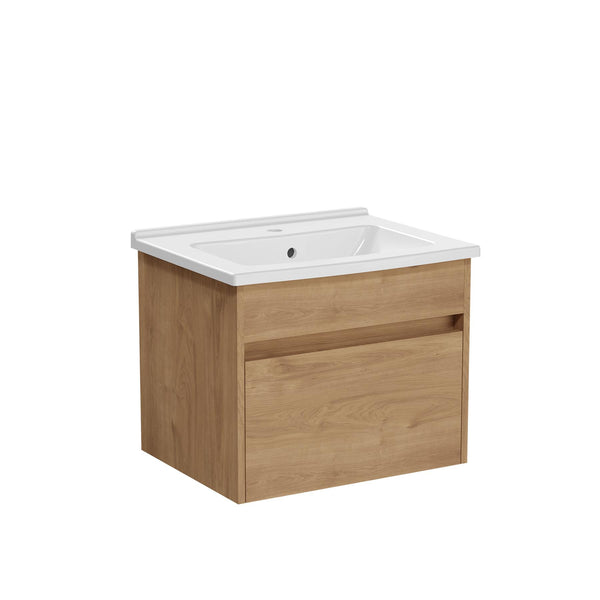 Anas 600mm Wall Hung Vanity Unit With Basin Golden Oak 71973