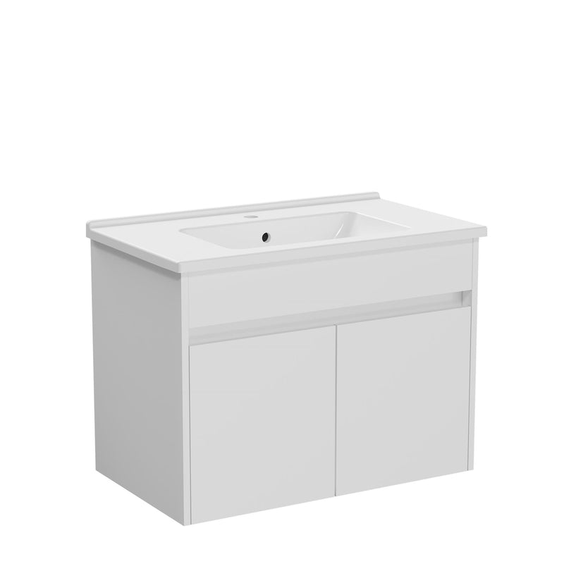 Anas 800mm Wall Hung Vanity Unit With Basin 2 Door White High Gloss