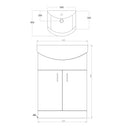 Anas Lanza 505x860x295mm Floorstanding Unit White POLAR-550-BASINUNIT + LANZA-550-BASINCER