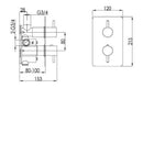 JTP Curve 2 Outlet 2 Handle Thermostatic Concealed Shower Valve - Chrome