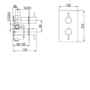 JTP Curve 3 Outlet 2 Handle Thermostatic Concealed Shower Valve - Chrome
