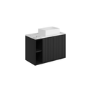 Anas Michelle 800mm Fluted Vanity Unit With Side Storage & Worktop & Basin Matt Black