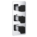 JTP Axel 2 Outlet 3 Handle Thermostatic Concealed Shower Valve - Chrome/Matt Black 74690MBH