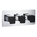 JTP Axel 3 Outlet 3 Handle Horizontal Thermostatic Concealed Shower Valve - Chrome/Matt Black 74692MBH