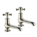 JTP Grosvenor Long Nose Traditional Retro Crosshead Basin Pilar Taps Pair - Nickel