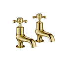 JTP Grosvenor Cloakroom Traditional Crosshead Basin Taps Pair - Antique Brass