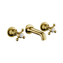 JTP Grosvenor 3 Hole Wall Mounted Traditional Retro Crosshead Basin Mixer Tap - Antique Brass