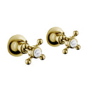 JTP Grosvenor Crosshead Traditional Retro Wall Valves Pair - Antique Brass