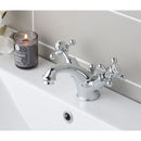 JTP Grosvenor Traditional Retro Crosshead Basin Mixer Tap with Pop Up Waste - Nickel