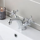 JTP Grosvenor Traditional Retro Crosshead Basin Mixer Tap with Pop Up Waste Chrome - Black