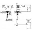 JTP Grosvenor Traditional Retro Crosshead Basin Mixer Tap with Pop Up Waste - Nickel