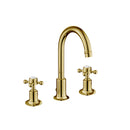 JTP Grosvenor 3 Hole Traditional Retro Deck Mounted Crosshead Basin Mixer Tap Swivel Spout - Antique Brass