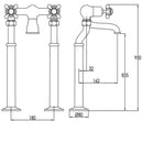 JTP Grosvenor Crosshead Freestanding Bath Filler Tap - Nickel