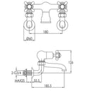 JTP Grosvenor Black Crosshead Wall Mounted Bath Filler Tap - Chrome