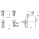 JTP Grosvenor Deck Mounted Crosshead Bath Filler Tap - Nickel