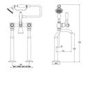 JTP Grosvenor Crosshead Freestanding Bath Shower Mixer Tap with Kit - Nickel