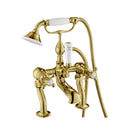 JTP Grosvenor Crosshead Deck Mounted Bath Shower Mixer Tap with Kit - Antique Brass