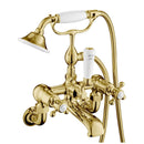 JTP Grosvenor Wall Mounted Crosshead Bath Shower Mixer Tap with Shower Kit - Antique Brass