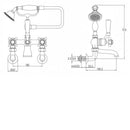 JTP Grosvenor Wall Mounted Crosshead Bath Shower Mixer Tap with Shower Kit - Antique Brass