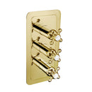 JTP Grosvenor 3 Outlet 3 Handle Crosshead Thermostatic Concealed Shower Valve - Antique Brass
