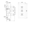 JTP Grosvenor 3 Outlet 3 Handle Crosshead Thermostatic Concealed Shower Valve - Antique Brass