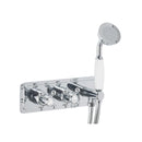 JTP Grosvenor 2 Outlet 2 Crosshead Handle Thermostatic Concealed Shower Valve with Handset - Chrome
