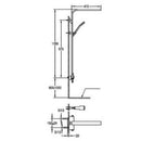 JTP Cascata Exposed Bar Shower Mixer with Kit and Fixed Head - Chrome