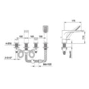 JTP Amore 4 Hole Deck Mounted Bath Shower Mixer Tap - Chrome