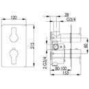 JTP Amore 3 Outlet Thermostatic Concealed Shower Valve - Chrome