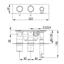 JTP Amore 2 Outlets Thermostatic Concealed Shower Valve with Attached Handset - Chrome