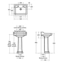 Ideal Standard Waverley 560mm Pedestal Basin 2 Tap Holes - White U470101 + U470001