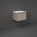 RAK Ceramics Joy Uno Wall Hung 1 Drawer Vanity With Basin 600mm Grey Elm UNOWH060EGY + JOYDI06101WH