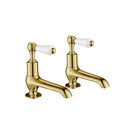 JTP Grosvenor Long Nose Lever Basin Taps Pair - Antique Brass