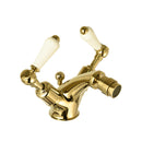 JTP Grosvenor Lever Handle Bidet Mixer Tap with Pop Up Waste - Light Gold
