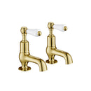 JTP Grosvenor Cloakroom Lever Basin Taps Pair - Antique Brass