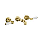 JTP Grosvenor 3 Hole Wall Mounted Lever Basin Mixer Tap - Antique Brass