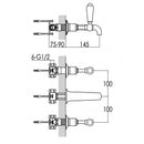 JTP Grosvenor Black 3 Hole Wall Mounted Lever Basin Mixer Tap - Chrome