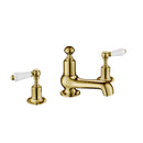 JTP Grosvenor 3 Hole Deck Mounted Lever Basin Mixer Tap - Antique Brass