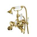 JTP Grosvenor Wall Mounted Lever Bath Shower Mixer Tap with Shower Kit - Light Gold
