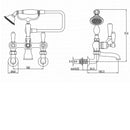JTP Grosvenor Wall Mounted Lever Bath Shower Mixer Tap with Shower Kit - Chrome