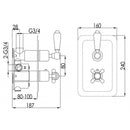 JTP Grosvenor Black 1 Outlet Lever Thermostatic Concealed Shower Valve - Chrome