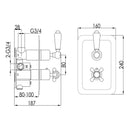 JTP Grosvenor 2 Outlet Lever Thermostatic Concealed Shower Valve - Nickel