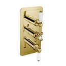 JTP Grosvenor 3 Outlet 3 Handle Lever Thermostatic Concealed Shower Valve - Light Gold