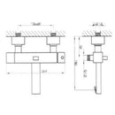 JTP Athena Deck Mounted Square Thermostatic Bath Shower Mixer Tap - Chrome