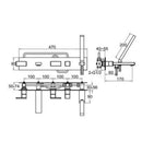 JTP Athena 5 Hole Wall Mounted Bath Shower Mixer Tap With Kit - Chrome