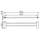 JTP Vue Double Towel Bar - 612mm Wide - Chrome
