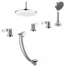 JTP Vue 4 Hole Bath Shower Mixer with Bath Filler and 3 outlets bath set, extractable handset Exofil - Chrome