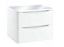 Anas Bella 596x450x448mm Wall Mounted Vanity With Countertop White PAINT-BELLA-600WALLCAB-GWTE + BELLA-COUNTERTOP-600-GWTE