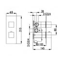 JTP Athena 2 Outlet 2 Handle Slimline Thermostatic Concealed Shower Valve - Chrome