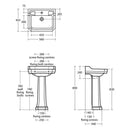 Ideal Standard Waverley 560mm Basin With Pedestal 1 Tap Hole - White U470201 + U470001